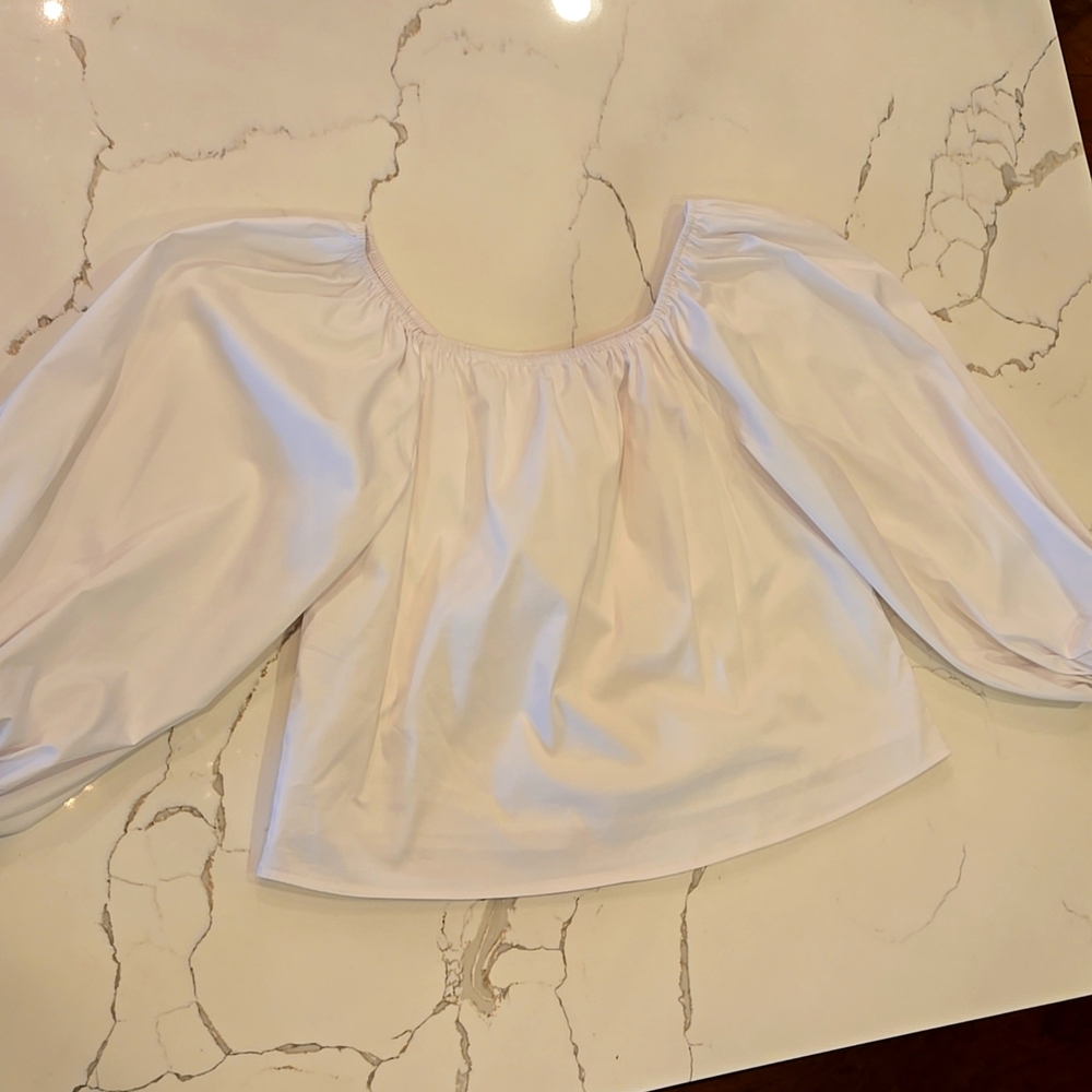 ANTONIO MELANI  WHITE PEASANT CROPPED Shirt.